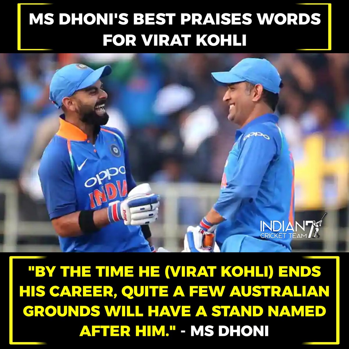 Indiancricteam7's tweet photo. Words On Virat Kohli By Some Great Cricketers ❤️
.
Happy Birthday King Kohli😍
.
#HappyBirthdayVirat #HappyBirthdayViratKohili #KingKohli #ChaseMaster #Runmachine #ViratKohli #Kohli https://t.co/sLgg2xj7SK