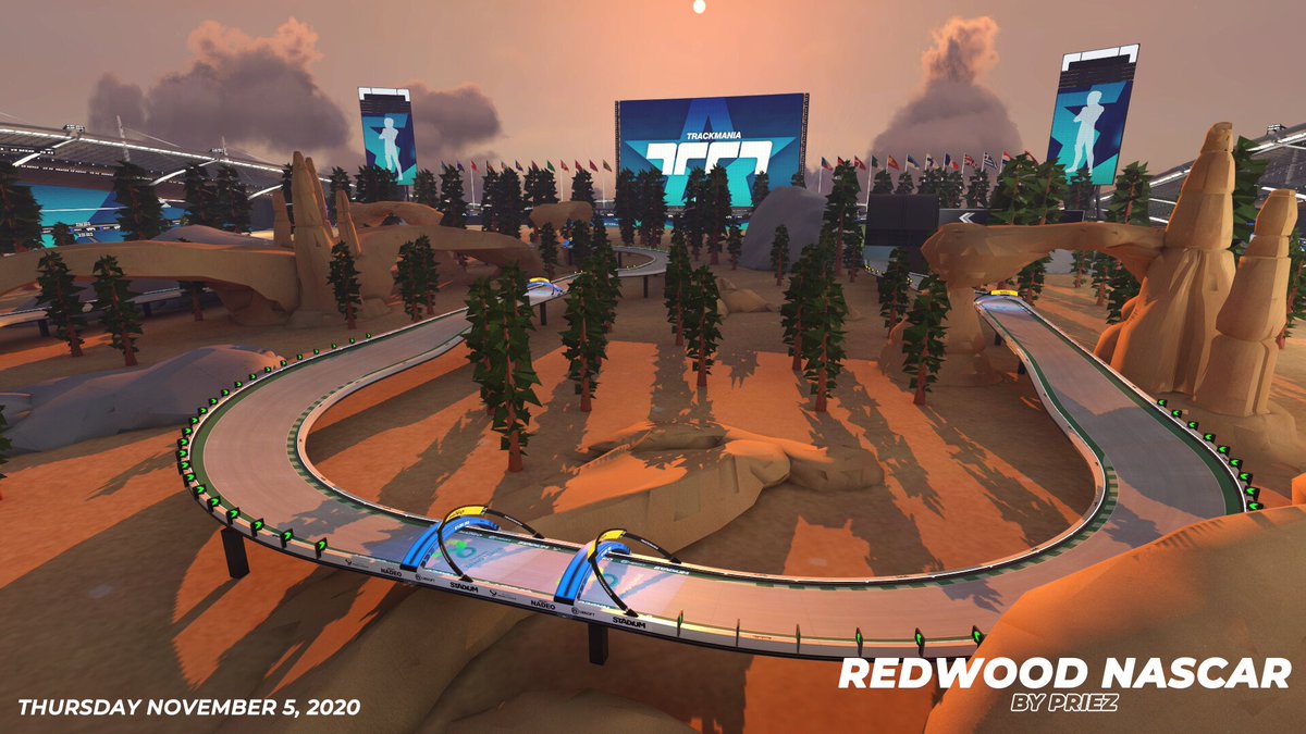 Trackmania's tweet photo. Redwood Nascar is the new Nascar map mad by Priez. Be careful to don't touch anywall to keep your speed.

Good luck &amp; have fun! https://t.co/iDeGxfrgeo