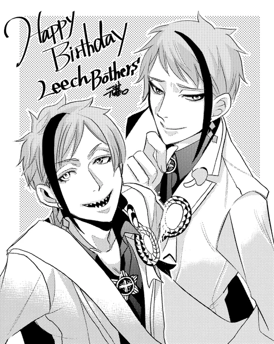 ジェイド&amp;フロイドお誕生日おめでとーー!!!!↑↑↑
#フロイド・リーチ誕生祭2020
#ジェイド・リーチ誕生祭2020
#リーチ兄弟誕生祭2020

(お誕生日にお祝いイラストをアップするということが重要なんですよね!!!) 