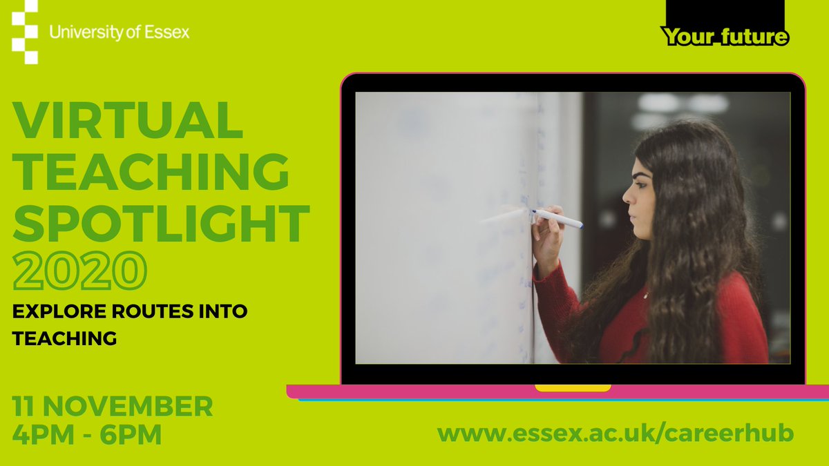 Thinking about a career in teaching? Join Careers Services for their Teaching Spotlight event on 11 Nov 4-6pm. Here you'll find out how to get into teaching and have a chance to speak to representatives from schools and teacher training providers. Book now bit.ly/2TY01Xz