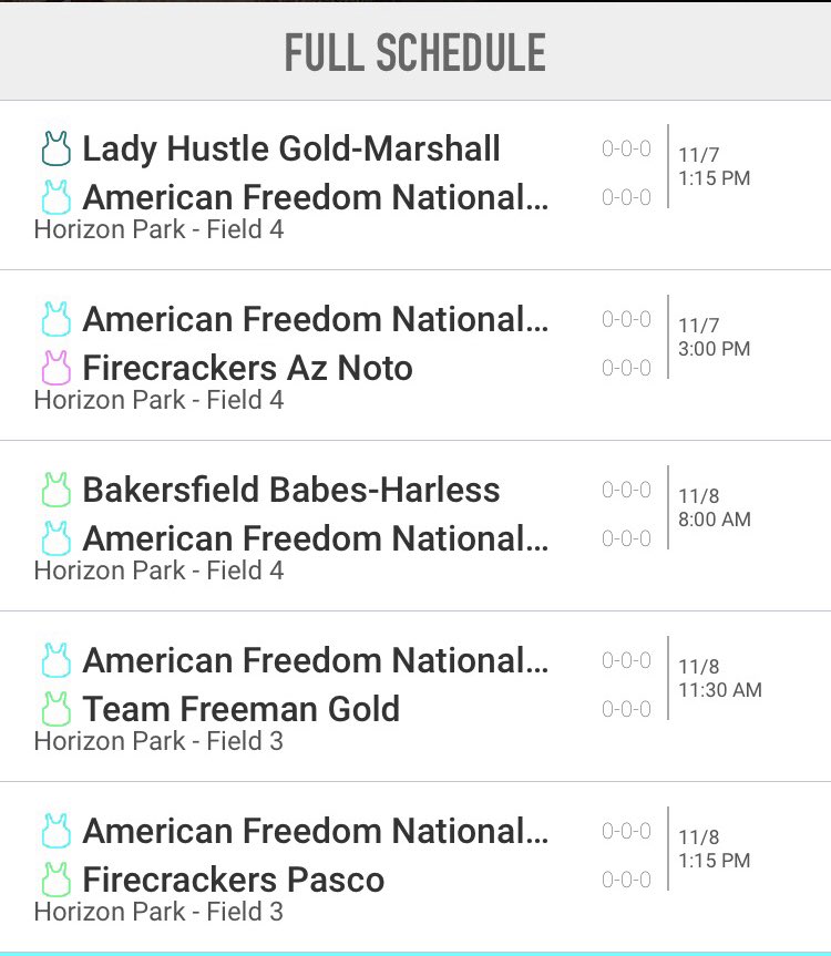 Arizona Fall Showcase schedule!