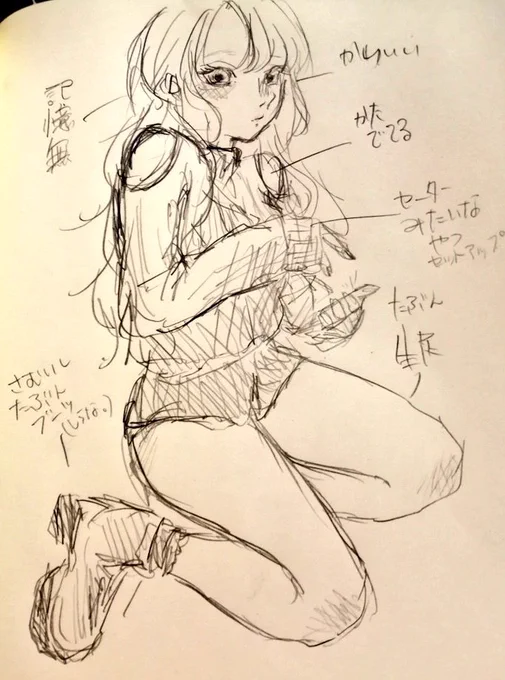 今日電車乗るのにとてもキワドいしかわいい人だったがために『くそ可愛いウォォオォスキィイィ描くゥゥウゥ』ってなって家帰って記憶消えかけてるなりに絞り出して描いたやつです。また巡り会いたい… 