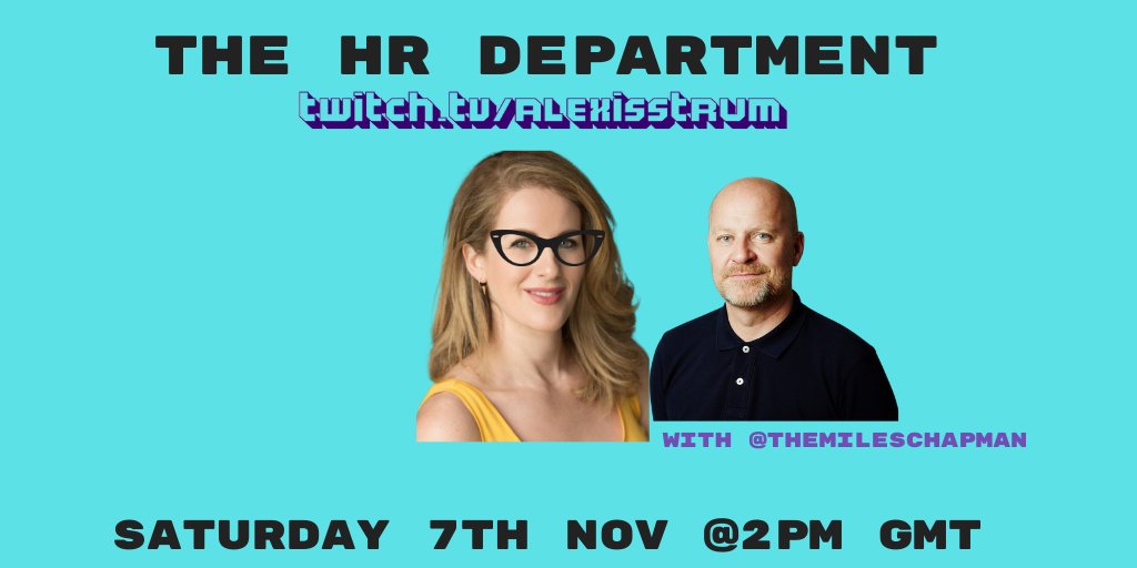 Alexis Strum (@alexisstrum) on Twitter photo Is lockdown giving making you😟?
Well, good news, The HR Department is BACK this Sat at 2pm GMT with spesh guest
<a href="/TheMilesChapman/">Miles Chapman</a> from TV's <a href="/leeanddean/">Lee and Dean</a> for fun, lols & lots of🤣
twitch.tv/alexisstrum 2pm Sat
Watch it on yer TV, phone or puter.
B there or b unprofesh. Pls RT Is lockdown giving making you😟?
Well, good news, The HR Department is BACK this Sat at 2pm GMT with spesh guest
<a href="/TheMilesChapman/">Miles Chapman</a> from TV's <a href="/leeanddean/">Lee and Dean</a> for fun, lols & lots of🤣
twitch.tv/alexisstrum 2pm Sat
Watch it on yer TV, phone or puter.
B there or b unprofesh. Pls RT