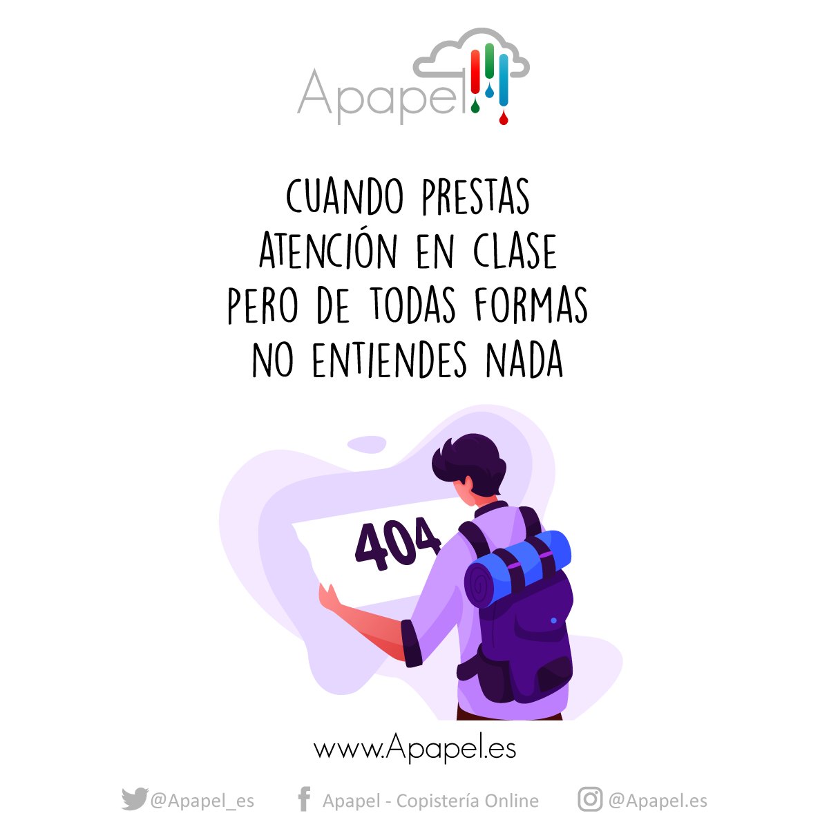apapel_es's tweet photo. Confesamos que nos ha pasado más de una vez ¿Y a ti? Por eso nunca nos sentamos en la primera fila 😂🤪
#apape #universidad #Apapel #Copisteriaonline https://t.co/OGbxPMHIvJ