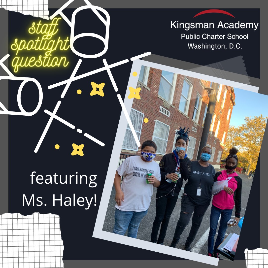 KingsmanAcademy's tweet photo. Introducing: Staff Spotlight Questions! Each week will feature a new staff member with a new question. This week Ms. Haley wants to know: What’s your favorite part of Virtual Learning?

#dc #dccharterschool #dccharterstrong #KingsmanKnights  #staffspotlight https://t.co/xS77lSixE8