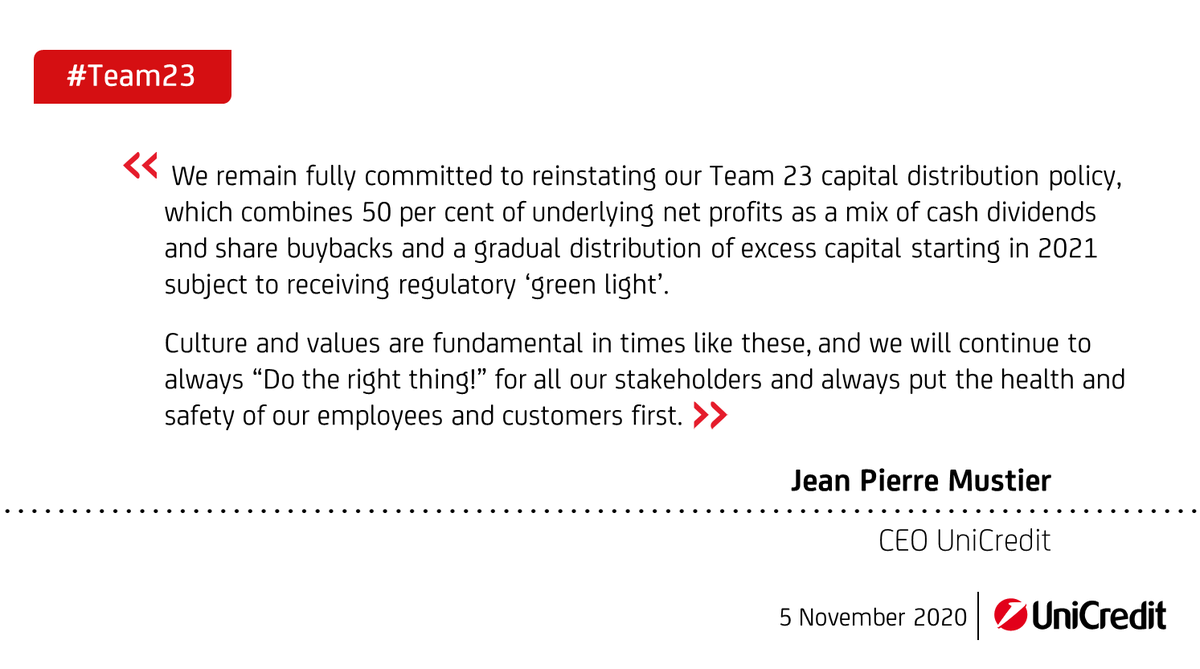 UniCreditEurope's tweet photo. #Team23: follow #live, starting from 10am CET, the #UniCredit conference call for the presentation of the 3Q20 and 9M20 Group #Results. 
📌#Financial 
🎙️ Link: https://t.co/S3a24qTAM1 https://t.co/aDyVr8e2gU