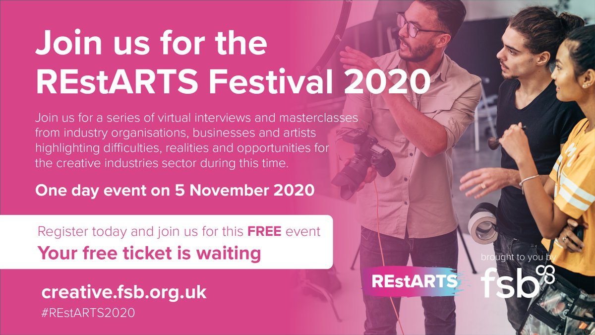 Involved with the Creative Sector? Why not join us today alongside #creative industry organizations focusing on the issues facing creative businesses in these difficult times.
creative.fsb.org.uk #Restarts2020