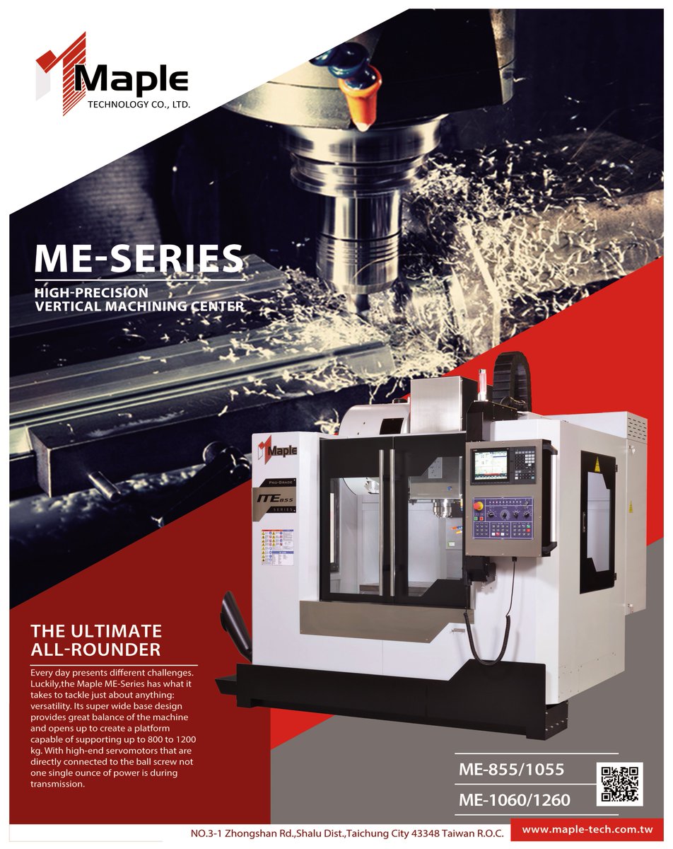 MapleTech200's tweet image. 🍁 ME-Series: The bestseller in Maple. Based on our M-One Series, built for all-around performance, developed to exceed the toughest manufacture environment.

Not only good for mold production but also flexible for parts production.