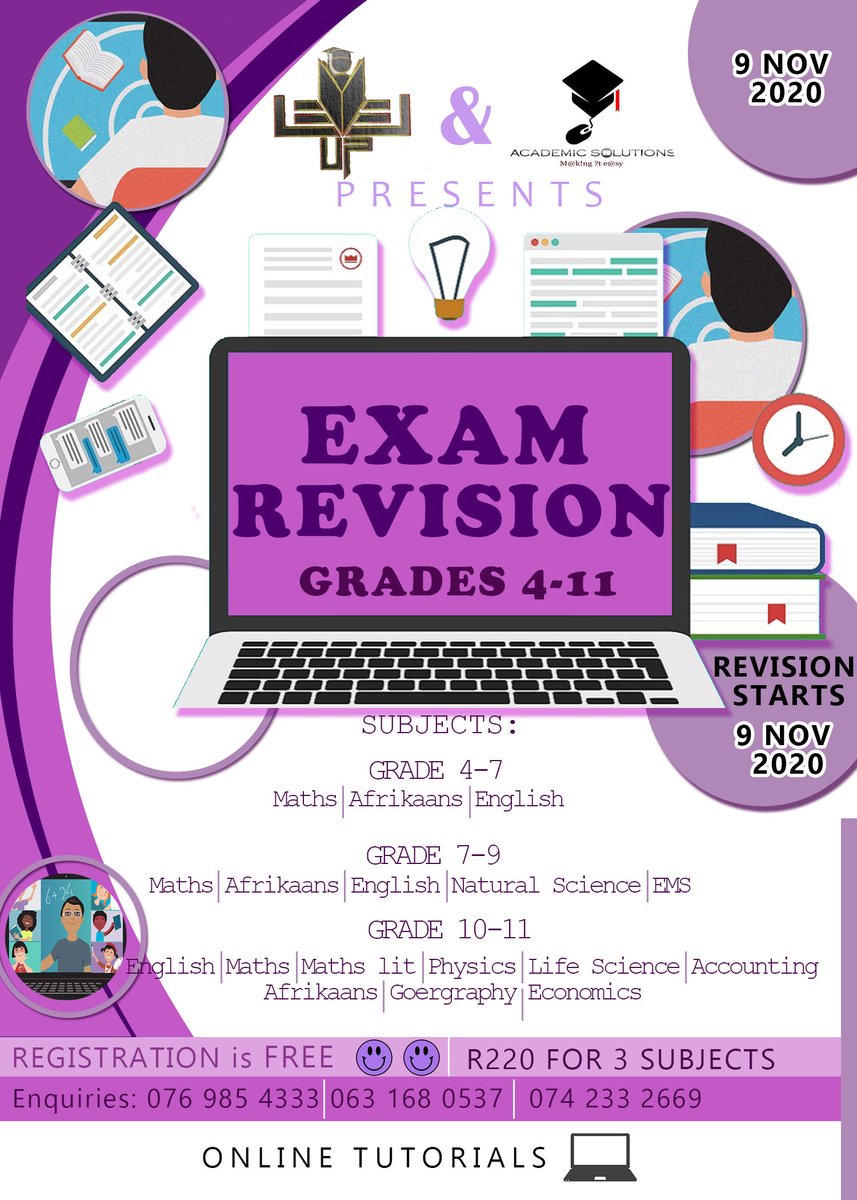 AcademicSolutnz's tweet photo. #NdikhokheleRemix Hey family, Revision Exam for GRADE4-11 registration are now open. Registration is FREE. Register here: https://t.co/a3s2beR8dd https://t.co/PeYc26YSiJ