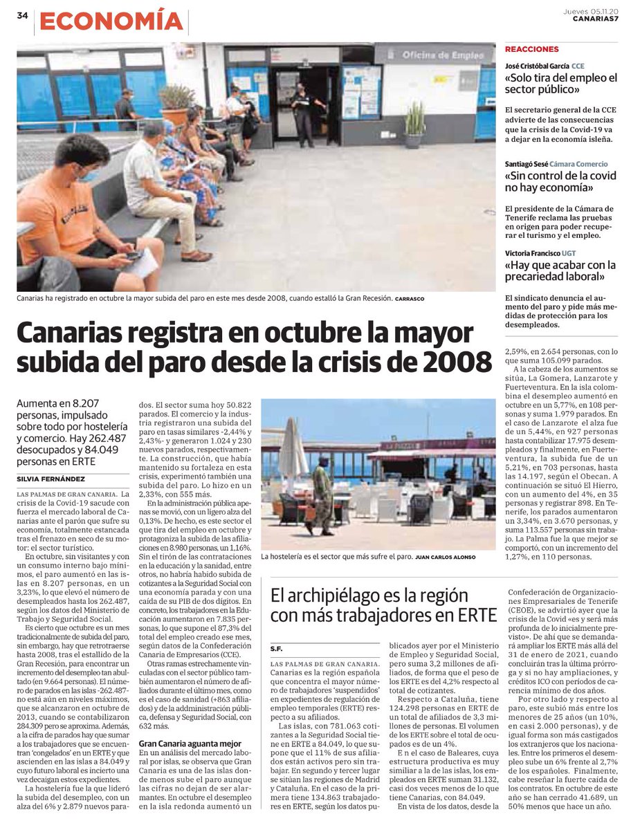 jadestebanez's tweet photo. Y, a pesar de los fuegos artificiales, postureo y promesas de mana, esta es la triste pero realista foto del Archipiélago. Una economía arrasada, un paro desbocado y la sensación de haber renunciado a ningún plan de de recuperación, más allá del “aguanta, se fuerte Angel Victor” https://t.co/02nNXMn8ns