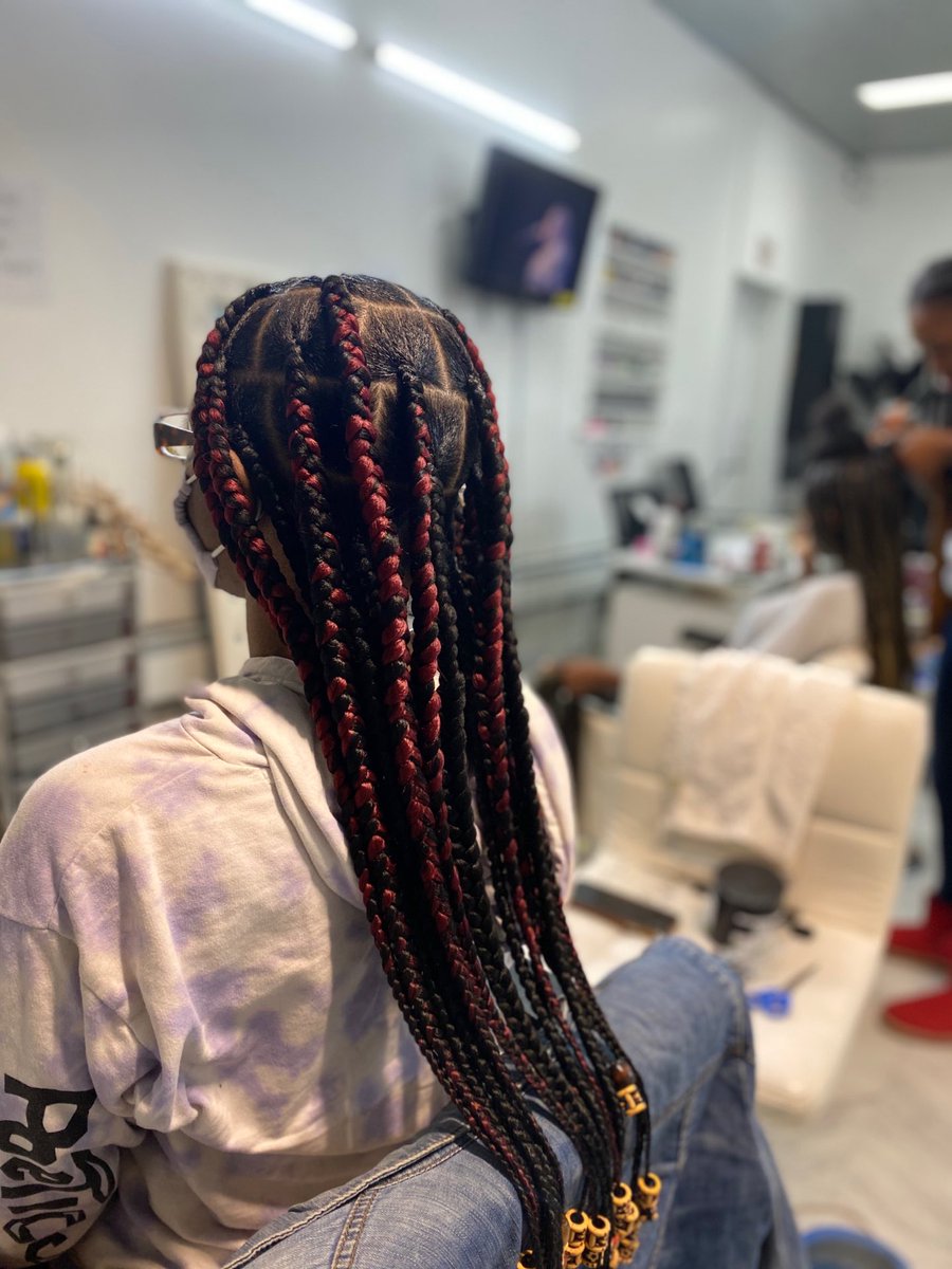 BlackGirlStuff1's tweet photo. A little more red than I wanted but I love them #Braids #Knotless #Hair #KidsHairstyles #BraidedHairstyles #ProtectiveStyles #JumboBraids #NextFashion #HairInspiration #HairStyles #FashionGallery #Style #HairGel #Fashion #Jumbo #Locs https://t.co/6zxvmChmaz