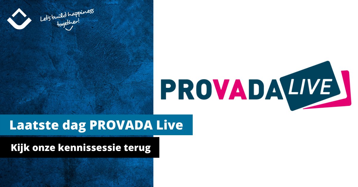 De laatste dag Provada Live! Heeft u onze virtuele stand al bezocht? Hier kunt u ook de kennissessie terugkijken van CEO Ivo van der Mark en CFO Pieter Pijper. Tot later? #LetsBuildHappinessTogether
