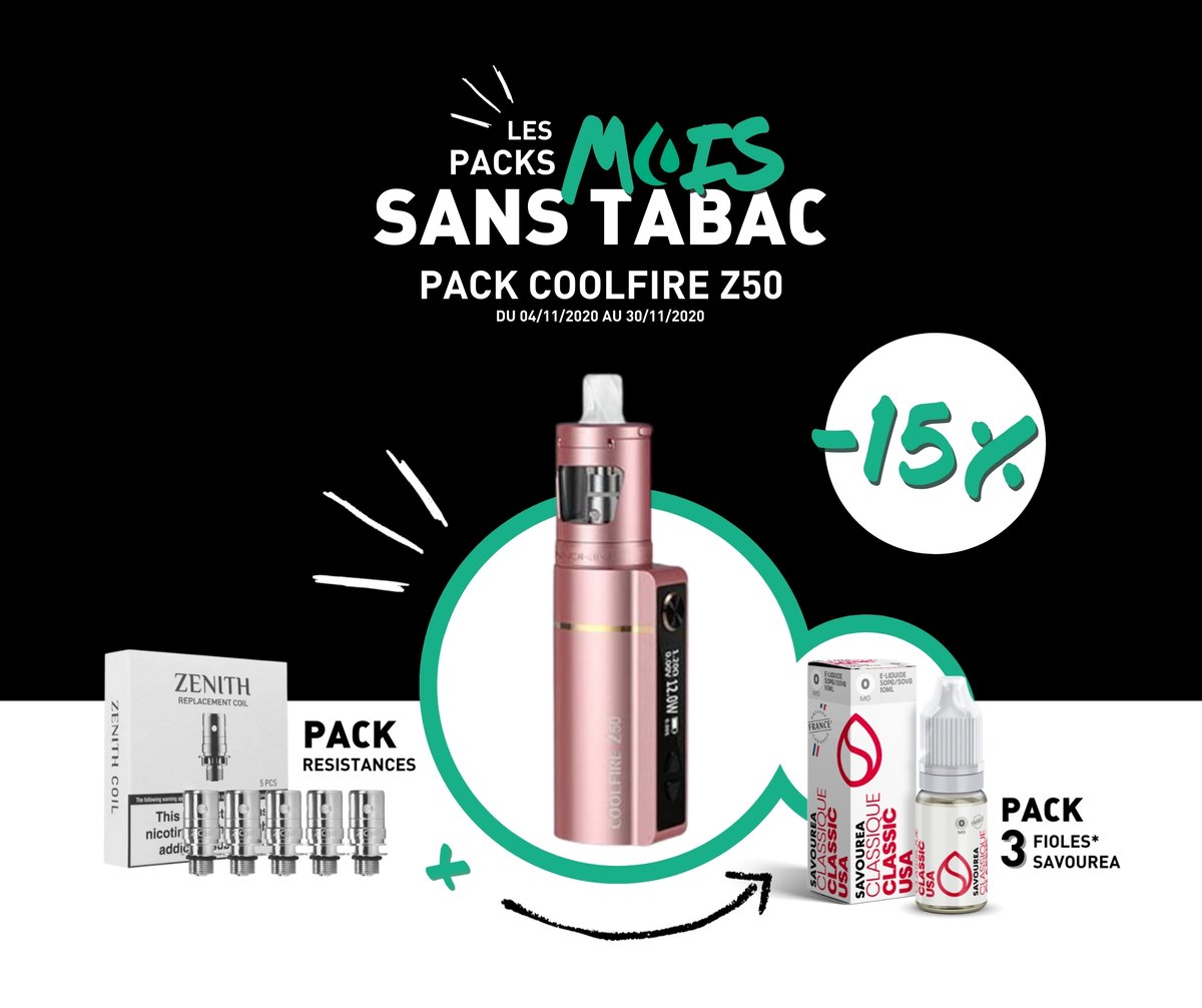 AllVap's tweet photo. LES PACKS MOIS SANS TABAC by AllVap ! 
PACK COOLFIRE Z50 - Pour ajuster sa puissance à sa convenance ! Dispo dès aujourd'hui dans vos shops AllVap ! #ecig #ecigarette #vape #vapeshop #vapeon #vapenation #vapedevice #vapesociety #moissanstabac #allvap #innokin #sceptre #motivation https://t.co/HwFVXXPCWy