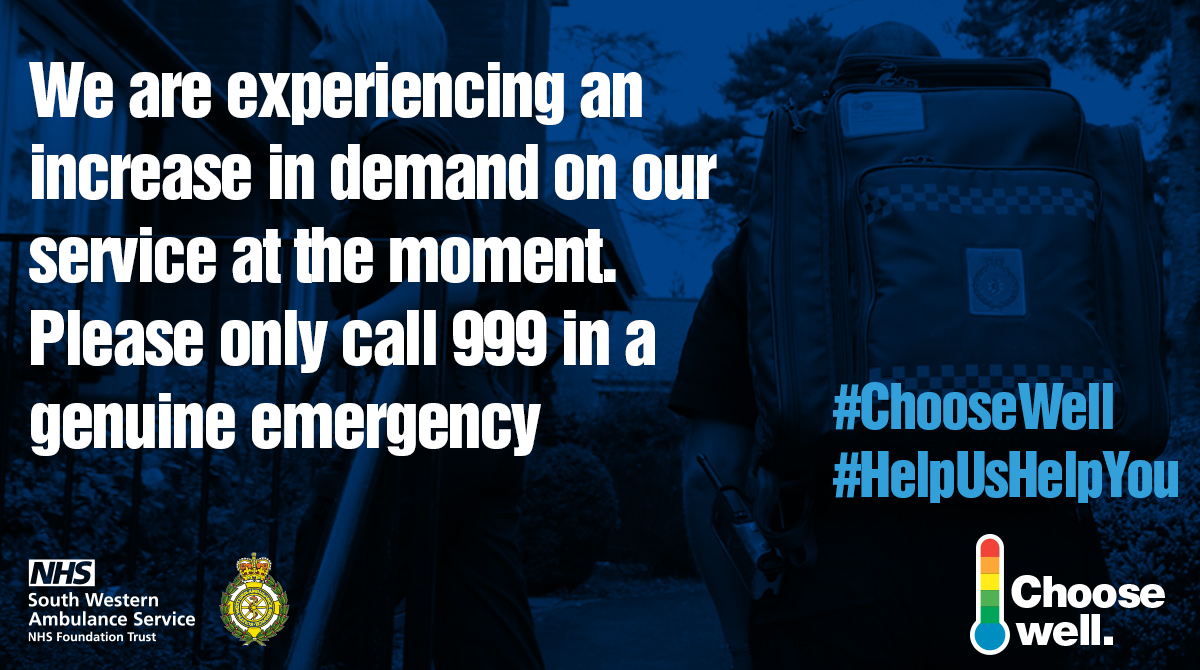 swasFT's tweet photo. Our staff & colleagues are working incredibly hard to keep you safe.
Please only call 999 in a genuine, life-threatening emergency so we can help those most in need. ๐๐๐
#ChooseWell #HelpUsHelpYou #TeamSWAS https://t.co/PrZ47lUndC
