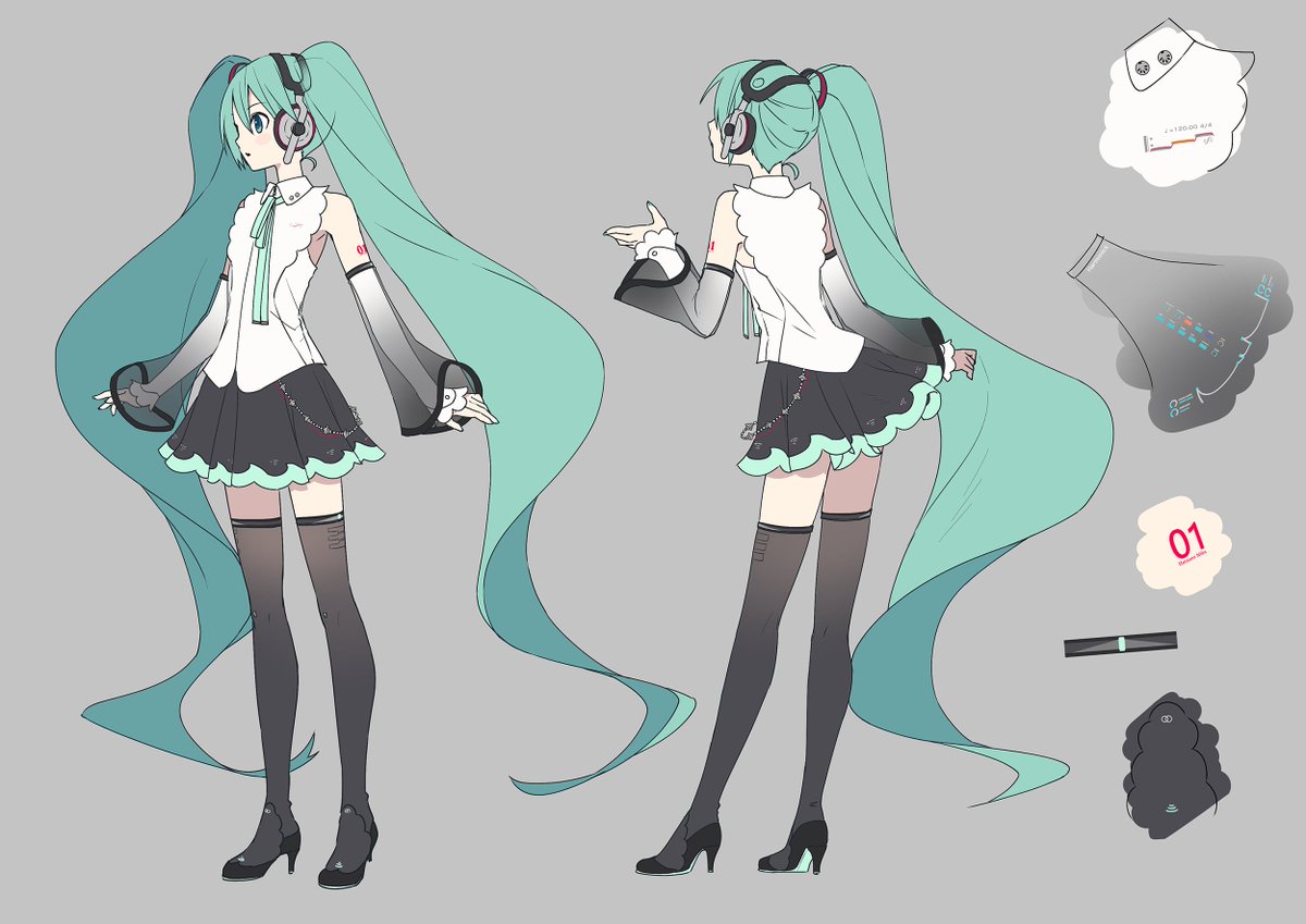 hatsune miku 1girl solo see-through sleeves thighhighs see-through long hair shirt  illustration images