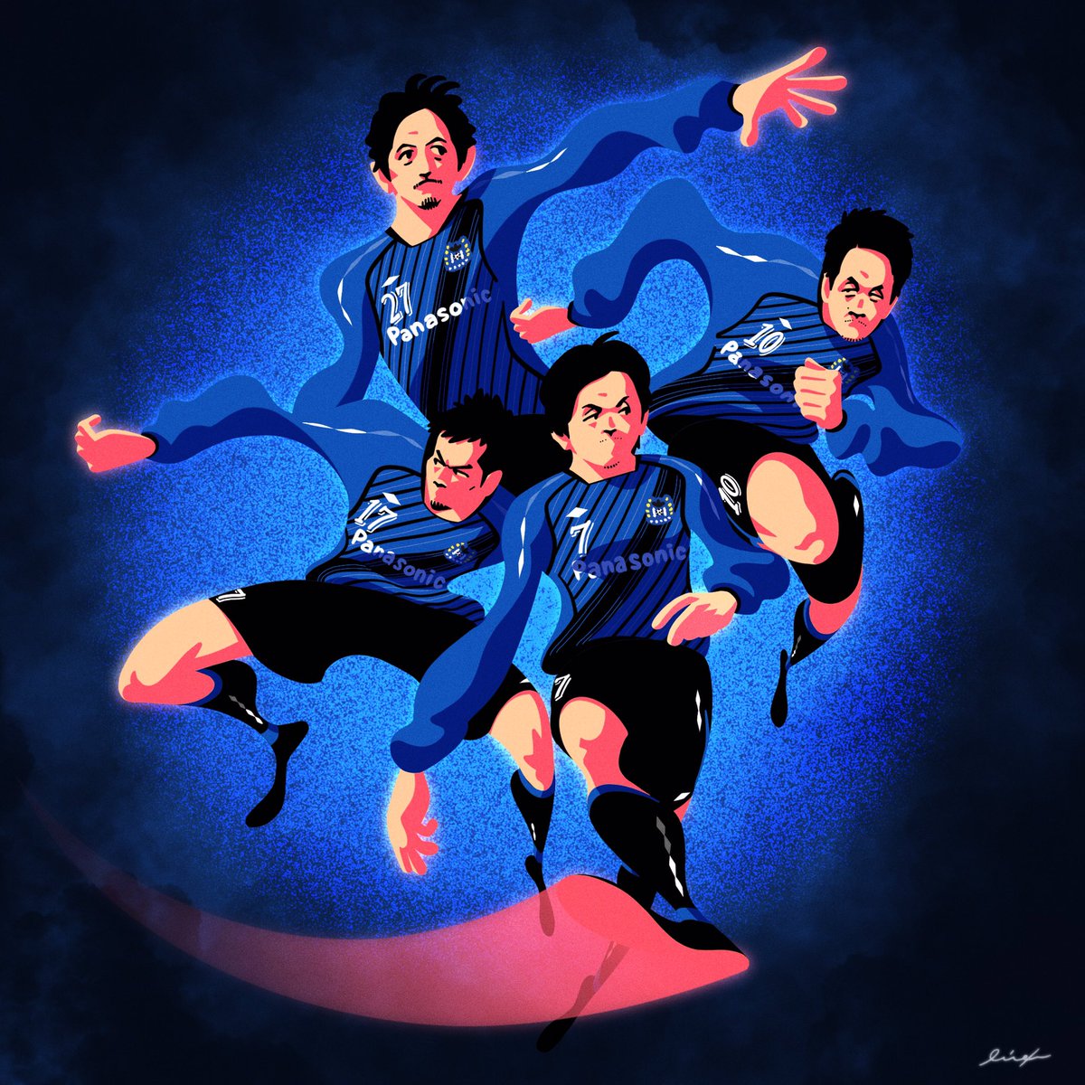 昔描いてずっと出してなかったイラスト ガンバの偉大な中盤4人 J L Fcさえきのイラスト 昔描いてずっと出してなかったイラスト ガンバの偉大な中盤4人 J L Fcさえきのイラスト