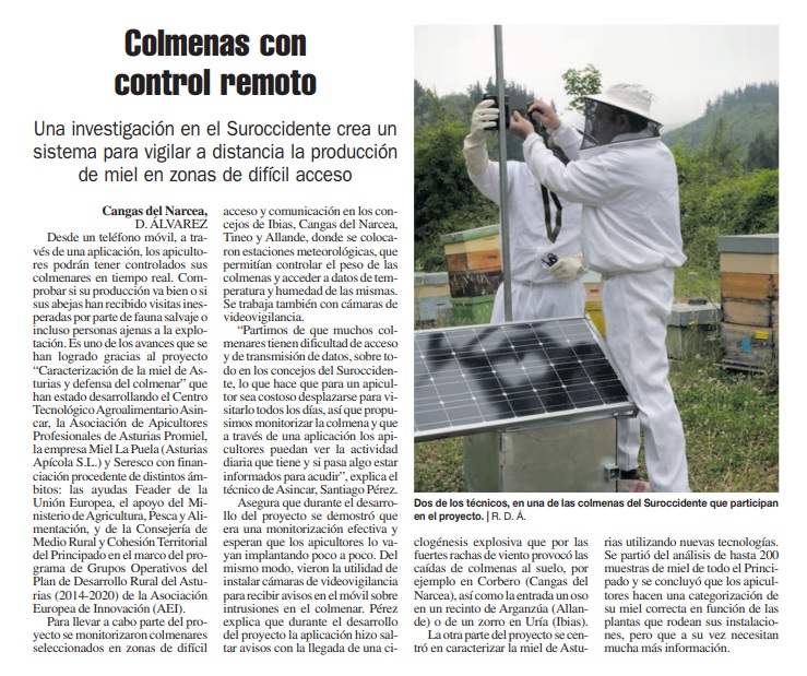 seresco's tweet photo. 🙂@lanuevaespana recoge la noticia del proyecto “Caracterización de la #miel de #Asturias y defensa del colmenar” #CAMIDECOL que han estado desarrollando @asincar, @PromielA, @Miel_LAPUELA y @seresco https://t.co/I5kzfiZsi8