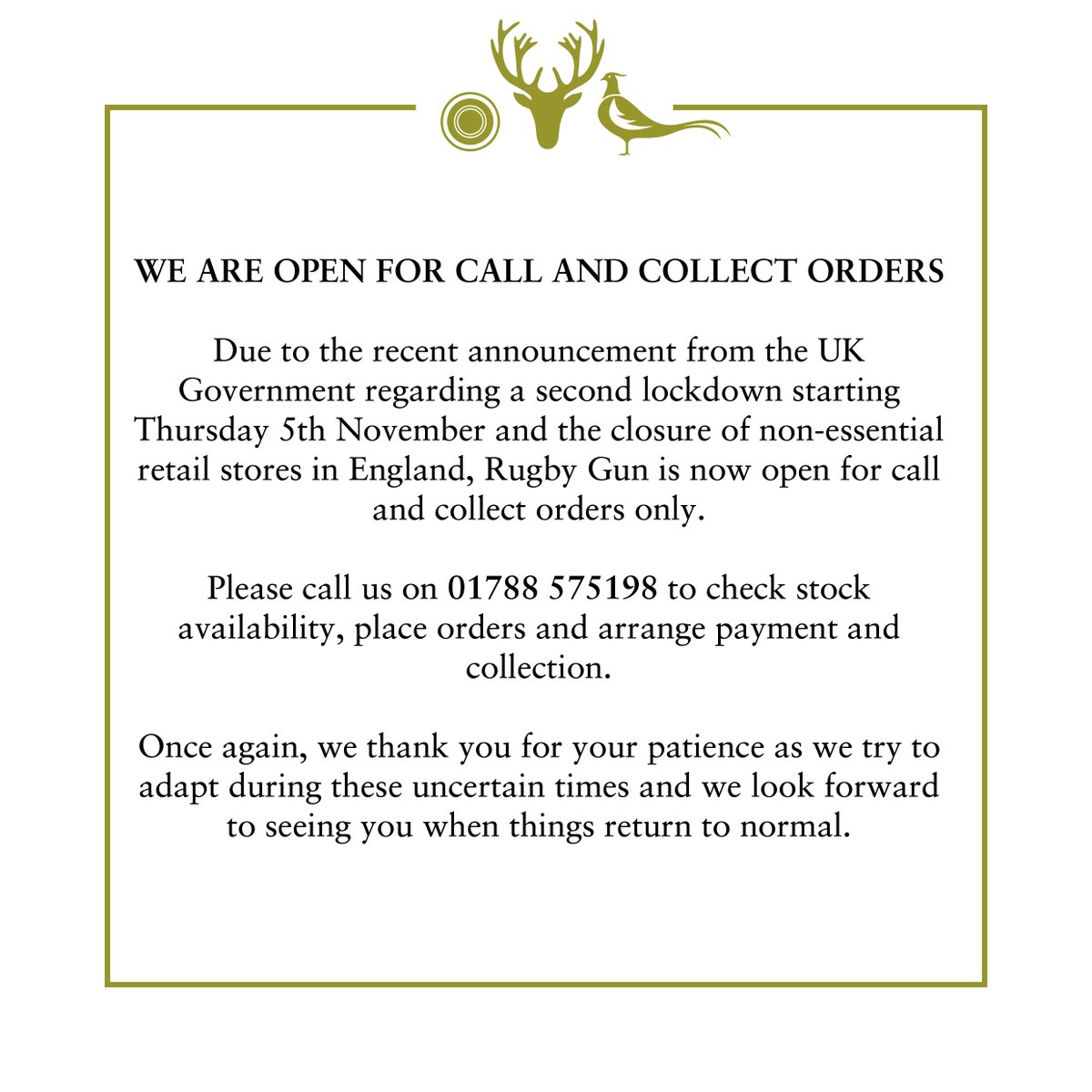 A message from Rugby Gun.

#GunShop