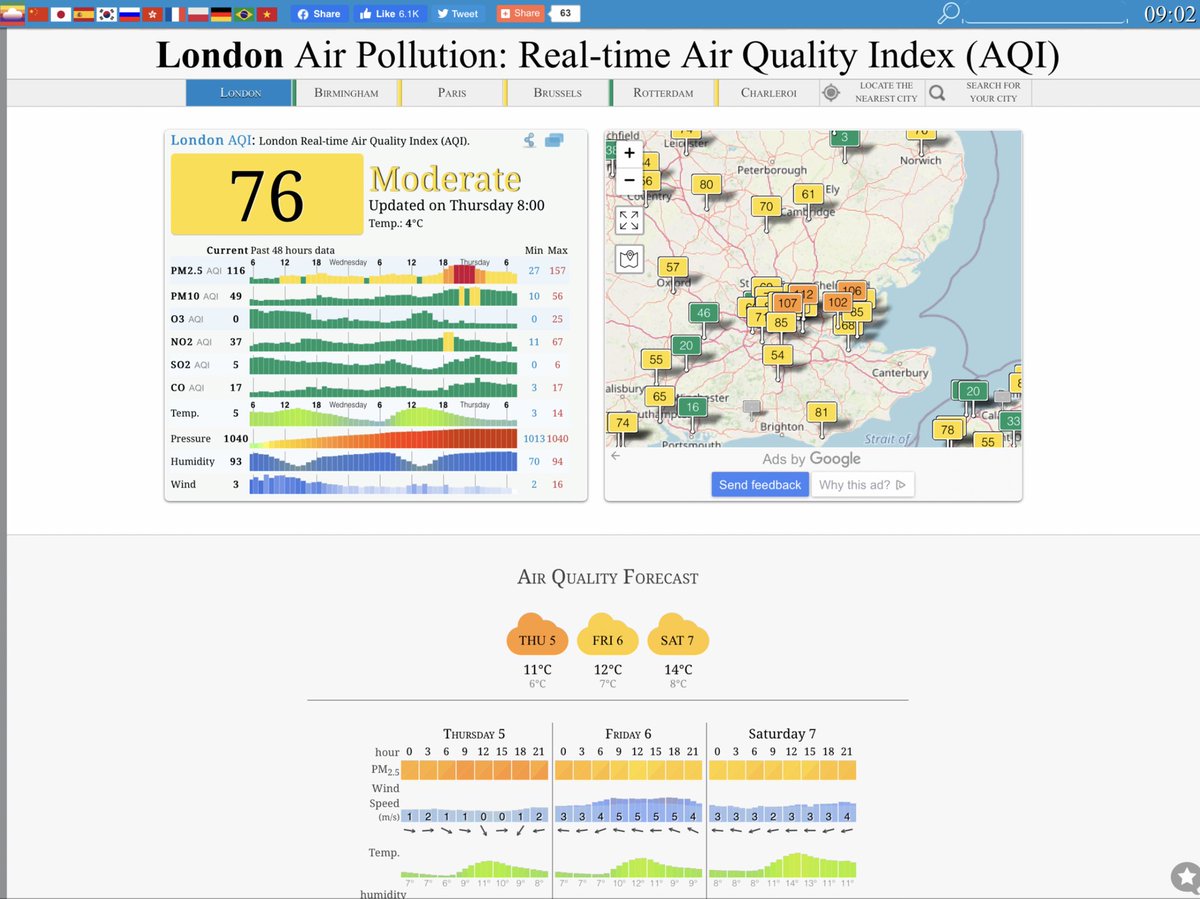 MODERATE or HIGH particle  #AirPollution forecast for London tonight as winds slow and turn easterly. Seriousness of episode depends on number of private bonfires and fireworks. Please check for updates and health advice HT  @LondonAir  @CopernicusECMWF  http://londonair.org.uk/Londonair/Forecast/