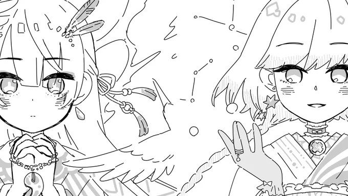 来年のグループ展用のイラストを描いてます。着物の模様考えるの楽しい。

#十二輝石展 