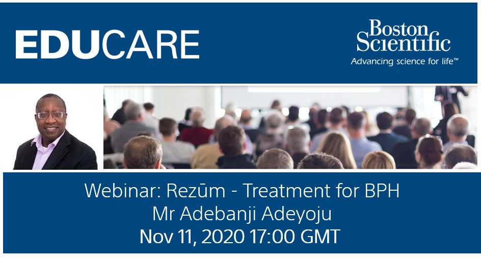 LukeUrology's tweet photo. Want to know more about Rezūm? Join us for an EDUCARE webinar with Mr Adebanji Adeyoju covering the methodology, clinical evidence plus tips and tricks related to Rezūm. Nov 11, 2020 17:00GMT https://t.co/Qu3Ufhh5I7 https://t.co/2FHqCqXsvK