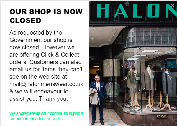 HalonMenswear's tweet photo. Good morning to all our fantastic followers 🧐Our sincere thanks to everyone who visited our shop in #Shrewsbury yesterday #teamhalon were very busy 🐝 As we enter #Lockdown2 remember to visit
https://t.co/HCAhg0eJ4x
https://t.co/vPALlEq7kV
#ClickAndCollect available 😁 https://t.co/Ol7VxTqTXa
