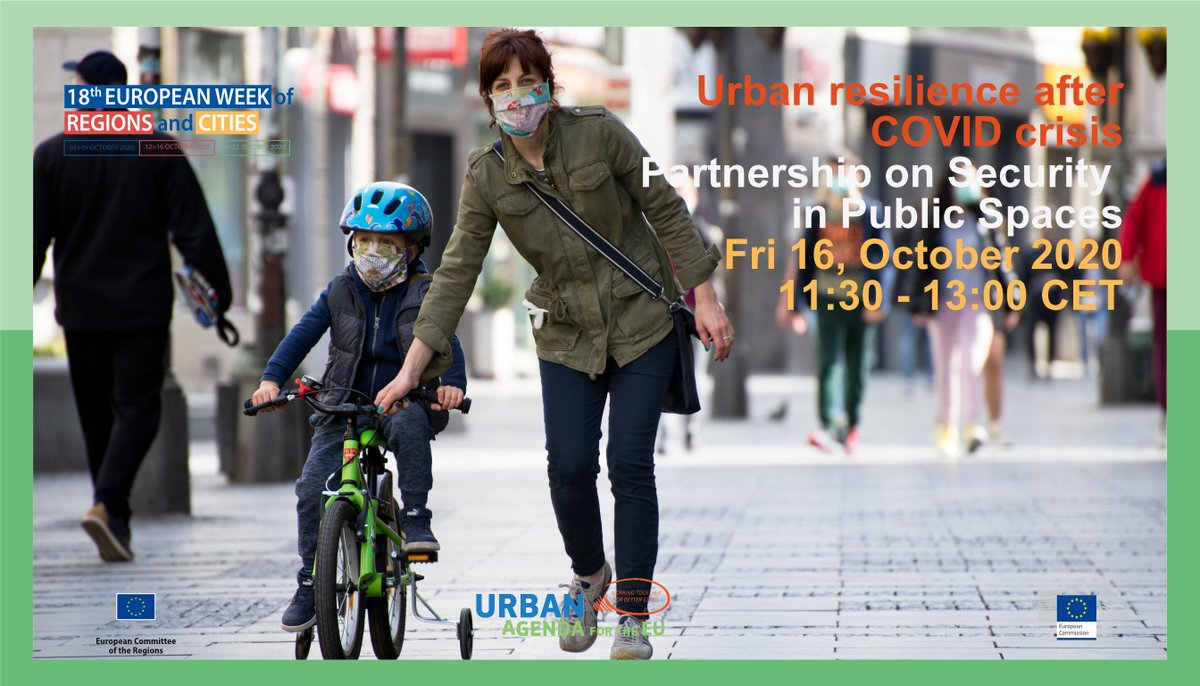 EUUrbanAgenda's tweet photo. Cities have an important role to play to protect citizens and build resilience after the #COVID19 crisis. 

Find out more about initiatives discussed at the 2020 #EURegionsweek from our #Security in #PublicSpaces Partnership.  

🔗Read more: https://t.co/WMHwz32aiB https://t.co/aKL3Pp5c6u