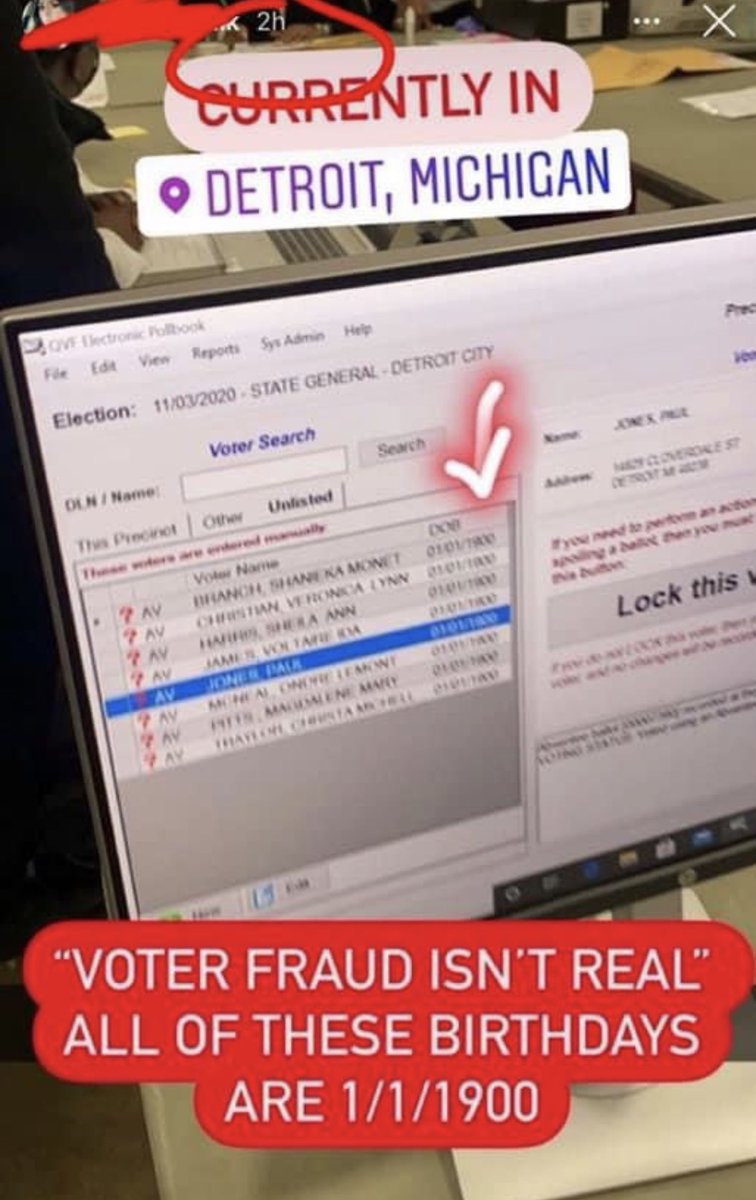 MichaelCoudrey's tweet photo. WOW: Photos from the Michigan voter database show numerous “voters” who have the birth year of 1/1/1900.

That means they are all 120 years old!

This is completely fraudulent and should be grounds for a lawsuit!

@realDonaldTrump @DonaldJTrumpJr https://t.co/ggm2IT3vQ0