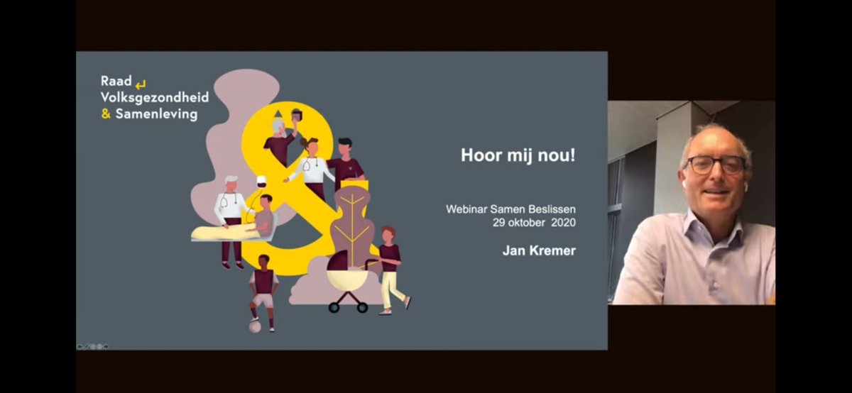 raadRVS's tweet photo. Raadslid @JKNL sprak op een webinar #SamenBeslissen over ons advies Hoor mij nou! #SamenBegrijpen. ‘Het zou veel beter zijn om de kwaliteit van het samenspel van het netwerk van hulpverleners, naasten en de patiënt te belonen.’ Kijk terug via: https://t.co/2CVvqkGs0i https://t.co/JozMGHyRlS