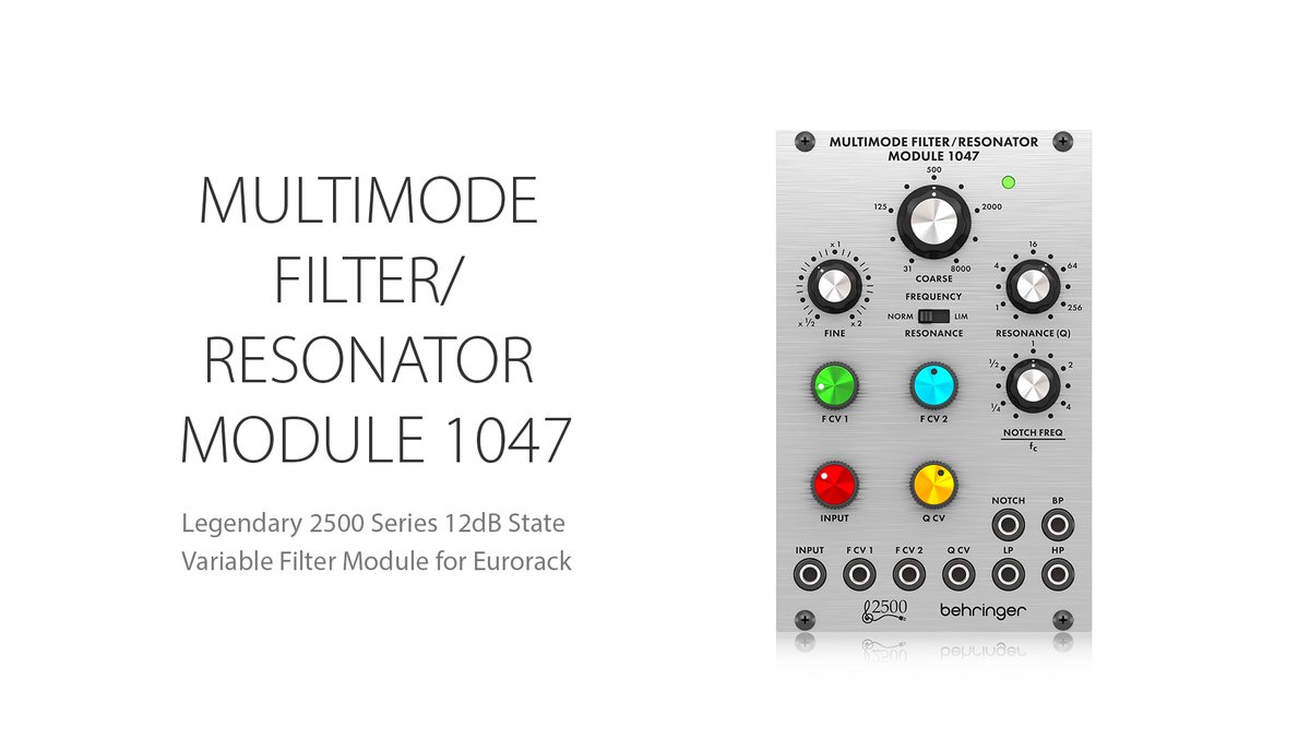 Behringer's tweet photo. MULTIMODE FILTER / RESONATOR MODULE 1047
🔗https://t.co/vt3O9v0B67
An authentic reproduction of the original “System 2500” circuitry from the 70’s that can fit in a standard Eurorack case.
#Behringer #MULTIMODEFILTER #RESONATORMODULE1047 #2500Series #Synthesizers #Keys https://t.co/oHXK3kwoWo