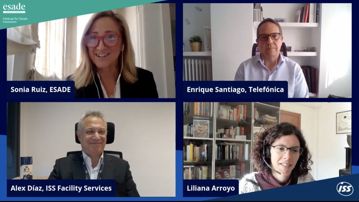Gracias a <a href="/ISS_ES/">ISS Facility Services España</a> por hacer posible el segundo webinar del ciclo "Connecting through the Workplace" 👉esade.me/3mOIrSn

Así como a <a href="/AlexDiazPerez/">Alex Díaz</a> de <a href="/ISS_ES/">ISS Facility Services España</a>, Enrique Santiago de <a href="/Telefonica/">Telefónica</a> y <a href="/Liliana_ArroyoM/">@Liliana_ArroyoM@mastodon.social</a> de <a href="/reshaping_work/">Reshaping Work</a> por sus excelentes aportaciones