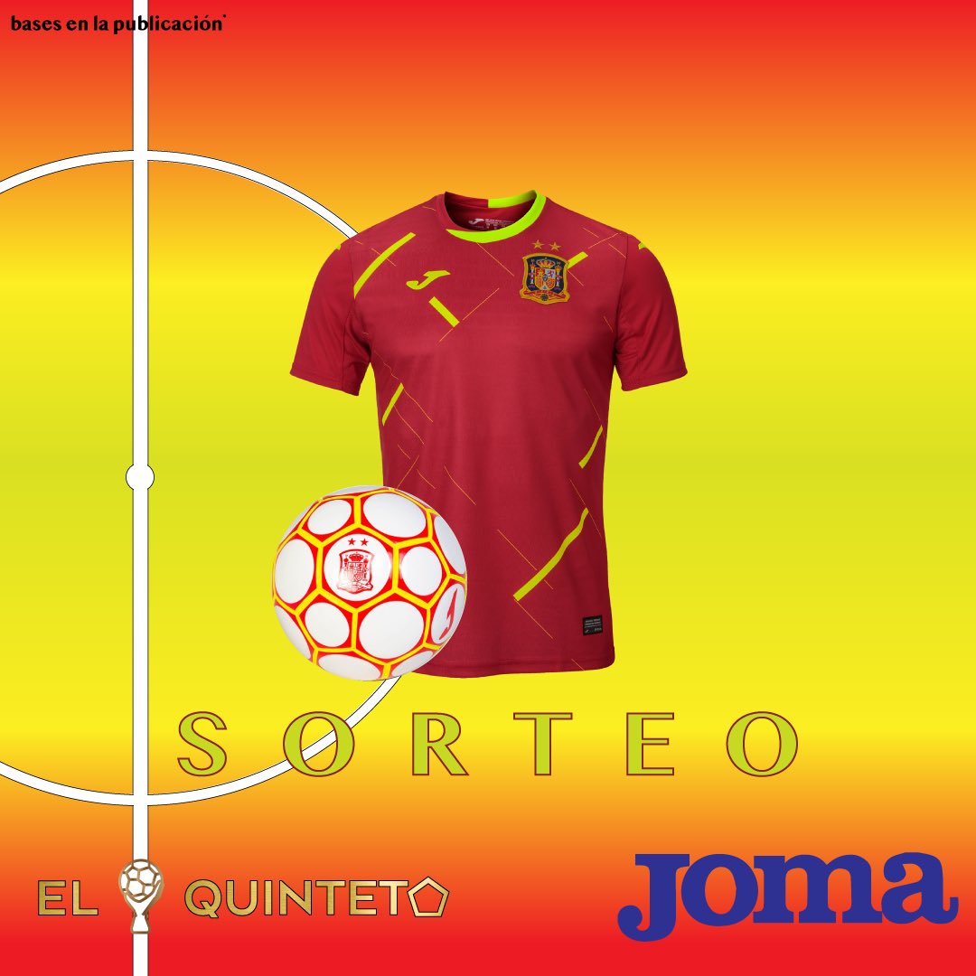 ElQuinteto_FS's tweet photo. 🇪🇸 ¡𝗦 𝗢 𝗥 𝗧 𝗘 𝗢!  — 2️⃣𝗚𝗔𝗡𝗔𝗗𝗢𝗥𝗘𝗦
¡Partidazo hoy ante 🇧🇷! Y qué mejor que llevarte la nueva 👕 de la @SeFutbol o el ⚽️ del partido gracias a Joma

Requisitos:
1️⃣Sigue a @jomasport_futsal en Instagram y @elquinteto_fs
2️⃣RT al tweet
Participa en IG para + oportunidades https://t.co/EUoEUG3L5P