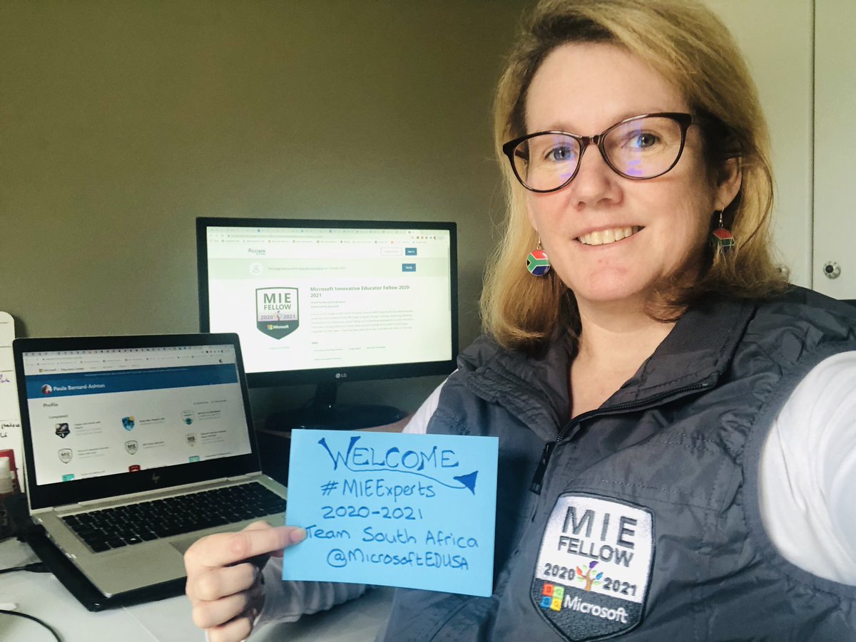 PaulaBarAsh's tweet photo. Welcome new #MIEExpert 2020-2021 Team SA! Follow the #MIEFellow @MicrosoftEduSA and join the #EducationChangeMaker conversation @viva_nella @AmandaCalitz @NBConsultLearn @jmletsoala @LynethCrighton @MHainsOnline @MeganRademeyer @musakeninda @PhutiRagophala @The_Tech_Fairy https://t.co/rnwNeqXOKL