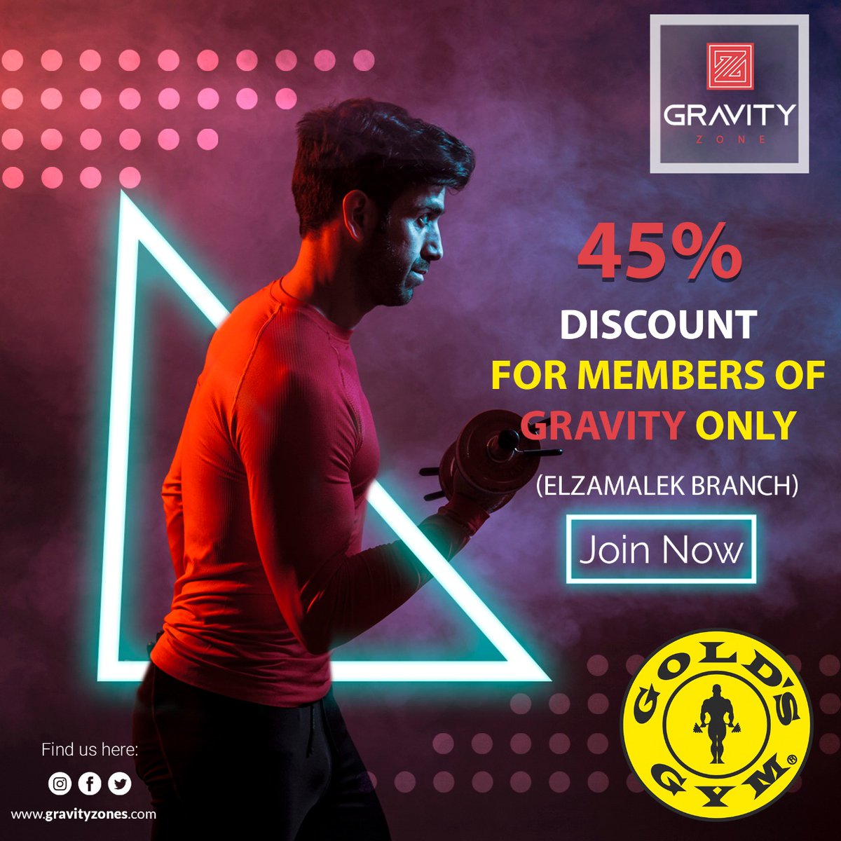 gravityzones's tweet photo. لو انت من أعضاء Gravity Stars دلوقتي تقدر تستفيد من خصم خاص 45% علي عضوية
#Golds_gym_ElZamalek_branch

للاستفسار يرجي الاتصال علي الرقم التالي:
01099886362 📱
#Gravity_Stars #Golds_gym #Offers #Discount #GMA https://t.co/Xx1LJC5x6U