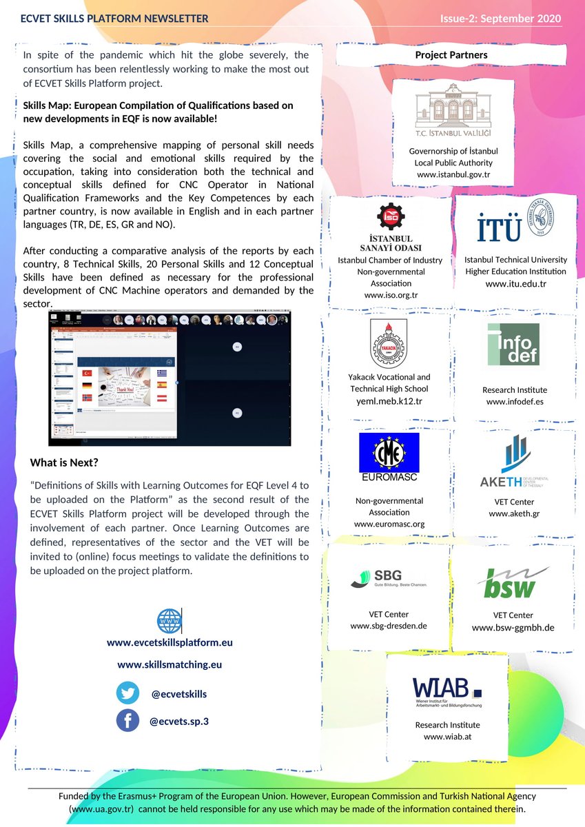 Second Newsletter of ECVET Skills Platform Project is published. <a href="/ulusalajans/">Türkiye Ulusal Ajansı 🇹🇷 Turkish NA</a> <a href="/abmerkez/">AB ve Dış İlişkiler</a> <a href="/ABBaskanligi/">T.C. Dışişleri Bakanlığı Avrupa Birliği Başkanlığı</a> <a href="/EUErasmusPlus/">Erasmus+</a> <a href="/TC_istanbul/">TC İstanbul Valiliği</a>
