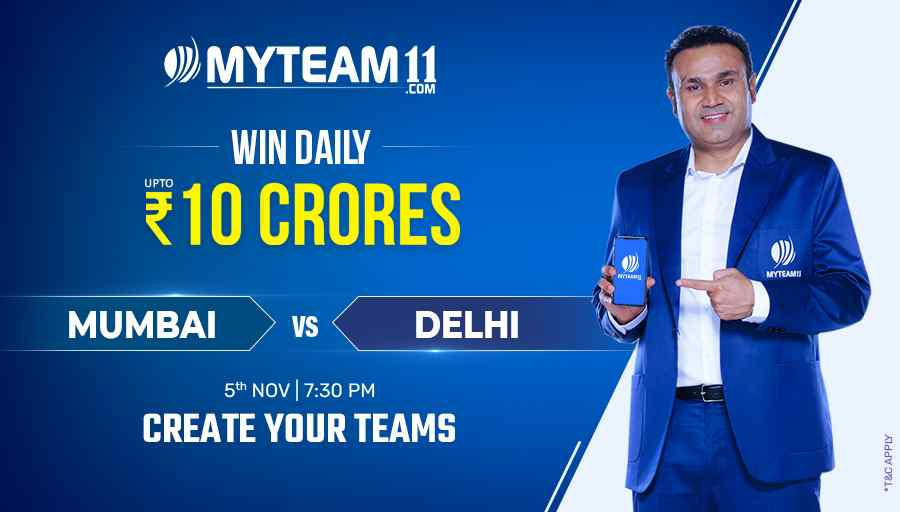Iambersharma's tweet photo. It's a battle between Mumbai &amp; Delhi! Get ready with your teams for the Qualifier-1 and get Big Winnings. #IndiaKiApniFantasyApp #MyTeam11 https://t.co/EcL73e6jC4