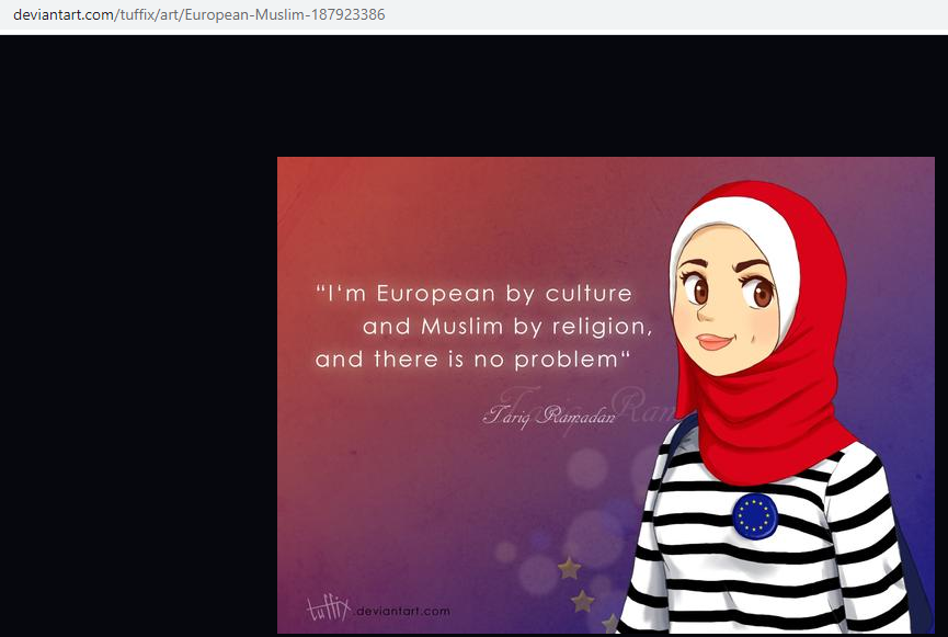 MollersPaul's tweet photo. #Soufeina #Hamed aka #Tuffix arb. f. #CLAIM (beteil. daran u.a. Farid #Hafez) & "Muslimische Jugend in D" / "...in Österreich" (MJD, MJÖ) - beide lt. VS m. Verb. zur Muslimbruderschaft. Sie illustriert auch #Tariq #Ramadan-Zitate. https://t.co/cHL5kmgWIH