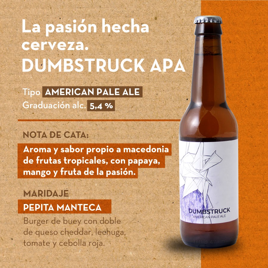 ¡Nueva cerveza artesana!
La cerveza DUMBSTRUCK APA🍺 es fabricada por <a href="/jakobslandbrew/">Jakobsland Brewers</a> y nos brinda un momento refrescante y ligero con una carbonatación suave.
Podéis pasar a probarla por #LaPepitaVigo #LaPepitaCoruña y #LaPepitaVitoria.
Info: jakobslandbrewers.es/producto/dumbs…