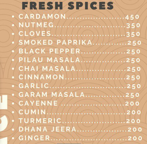 pantrykenya's tweet photo. Here’s the prices list. 

Wapishi wa TL, shop here before 3pm and we will deliver your spices tomorrow.

Link; https://t.co/FkCile4ii5 https://t.co/J3LjTGU5kn
