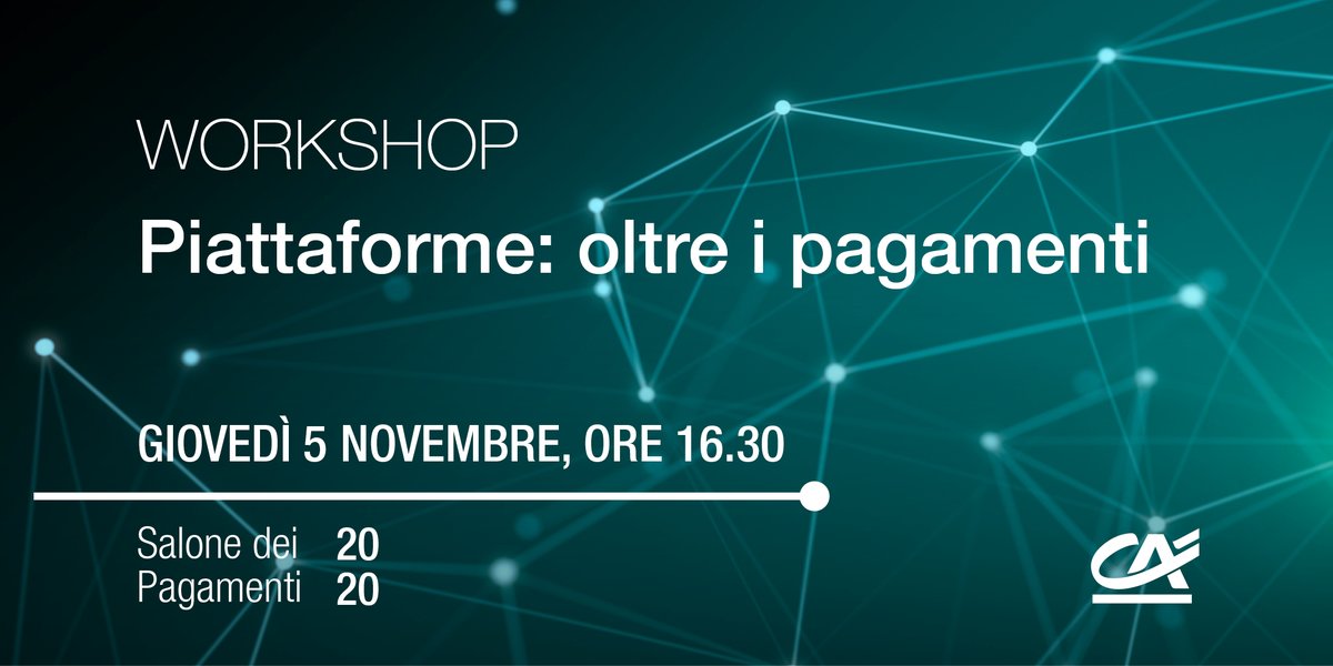 CA_Ita's tweet photo. Segui il workshop su #payvolution e digitalizzazione, con #Plick, startup di Le Village by CA Milano e molteplici relatori che insieme a G. Bisognani, Responsabile della Direzione Marketing e Digital CA Italia, condivideranno best practice. Registrati su https://t.co/83qi1AmVmi https://t.co/ASs5yE27AI