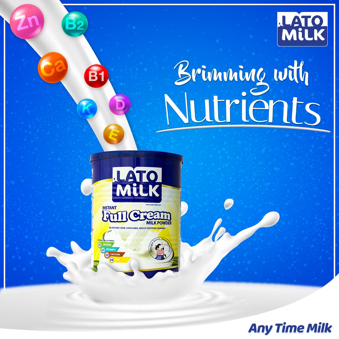 LatoMilk's tweet photo. In-take your daily dose of nutrients with #Lato Full Cream Milk Powder. Every glass of milk is filled with nutrients that helps you to power through your day.
#AnyTimeMilk
#LatoMilk #PureAndTasty https://t.co/MBoUbPMHiA
