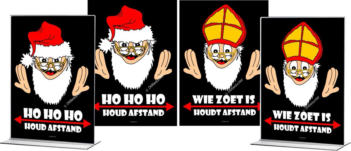 Feestelijk afstand houden tijdens de feestdagen?

Ook Sinterklaas en de Kerstman vragen, op hun eigen manier, om afstand te blijven houden. Deze posters geven een feestelijk gevoel in deze sobere coronatijd. Prijs losse poster € 6,95 per stuk. DMS educatief #poster #coronaregels
