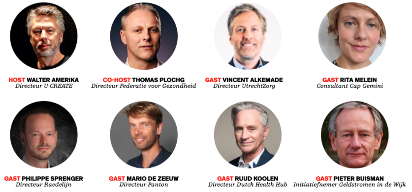 HealthHubU's tweet photo. Hoe gaan we zorgkosten afvlakken? 

Vanmiddag om 16.30 in onze 4e livecast van 'Samen is Beter' spreken we 6 nieuwe gasten: 
@vincentalkemade Rita Melein Philippe Sprenger @Raedelijn Mario de Zeeuw @Panton_nl @Ruud_Koolen @PieterBuisman  
Kijk via YouTube https://t.co/piPf2yMioU https://t.co/U2GDlmCqPX