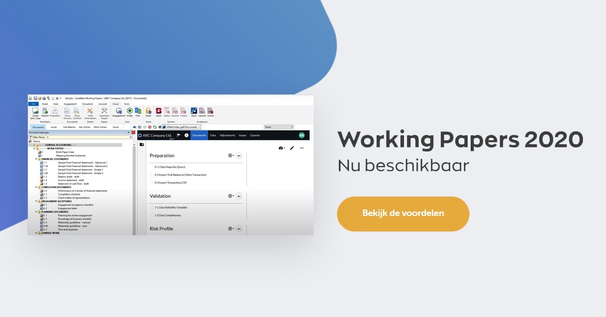 CaseWare Working Papers 2020 is nu beschikbaar! Bekijk de voordelen van deze nieuwe release. bit.ly/38bVjxI #accountancysoftware