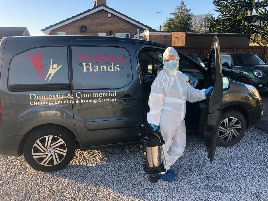 HelpingHandsLtd's tweet photo. Our specialist team were out and about again yesterday. Fully PPE compliant as always. Stay safe, stay clean everyone. #Safeclean #StaySafeStayClean #StaySafe #CovidCompliant #Lancashire #LancashireCleaners https://t.co/tmWjQze46X