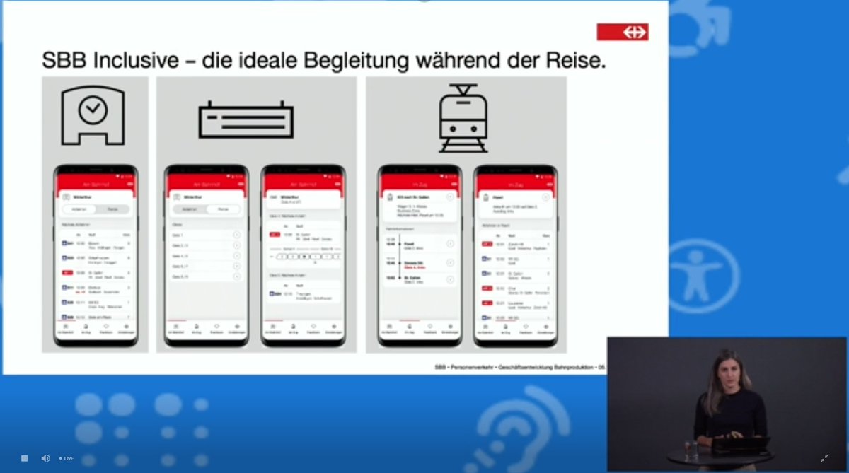 AndreaSterchi's tweet image. Cool! Die App SBB Inclusive funktioniert an allen Bahnhöfen der Schweiz. Visuell, Voiceover, Kontrast, Vergrösserungsfunktion... Man erhält nur die Infos, die gerade nötig sind. Die App macht das Selber-Reisen möglich. Merci, Esther Buchmüller.
#eAccess2020 
@sbbnews