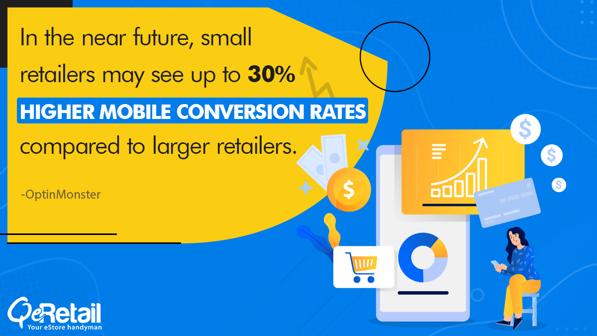 QeRetail's tweet photo. Online Shopping Statistics
In the near future, small retailers may see up to 30% higher mobile conversion rates compared to larger retailers!
is your store mobile ready?
For help DM us.
#QeRetail #eCommerceStatistics #eCommerceUSA #smallbusiness #mobileconversion #onlineshopping https://t.co/NFyh1bsTPA