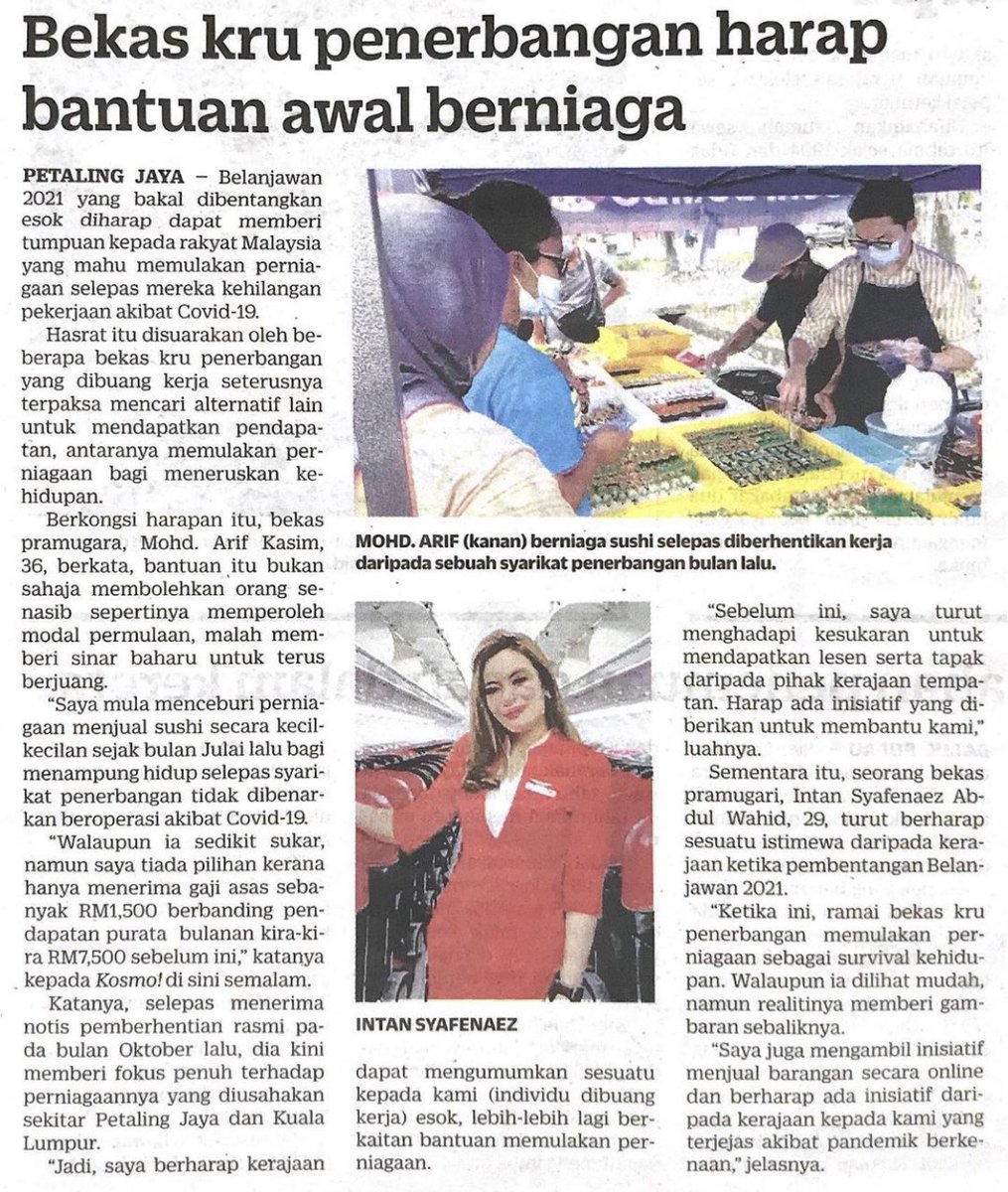 syafenaez's tweet photo. KOSMO, 05 November 2020.
Thank you Arief & Rezza. #airasia #MAS #malindo #retrenched #excabincrew #cabincrew #KOSMO https://t.co/zuvXjZVJZX