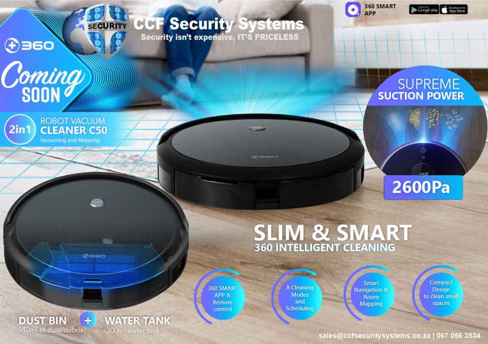 ccf_security's tweet photo. Vacuuming and Mopping!!!!
Say goodbye to the tedious and tiring practice of cleaning and washing your floor.
Contact us for more info on the +360 Robot Vacuum Cleaner.
#ccfsecurity #smarthome https://t.co/LNW4fRdZKW