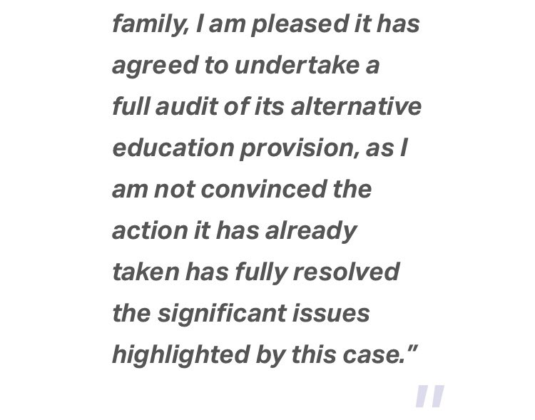 DeborahWoodhou1's tweet photo. I hope lessons will be learned and commissioning of appropriate educational creative solutions for young people who cannot access main stream or special schools, will be a priority for #sheffield.  Here is a quote from the #education #ombudsman: https://t.co/50sFwf87vs
